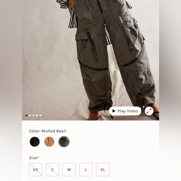 🔥Free People Everglades Utility Barrel Cinch Pants In Mulled Basil We The Free - Picture 15 of 15